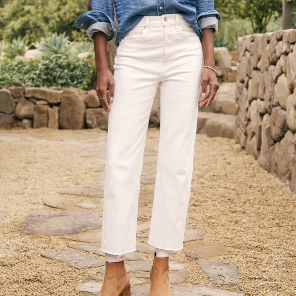 New Frank & Eileen Monaghan Mom Jean in Cream size 28